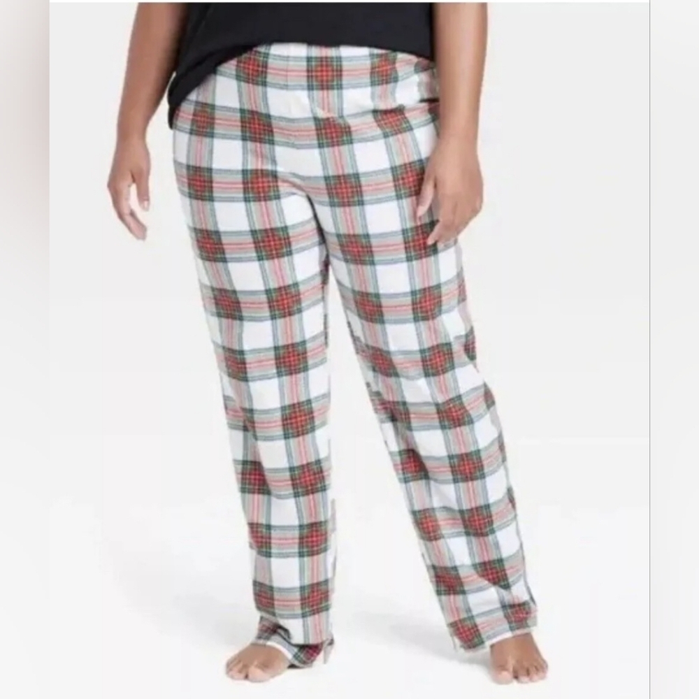 3X Multicolor Fleece Plaid Elastic Waist Pajama Bottoms EUC